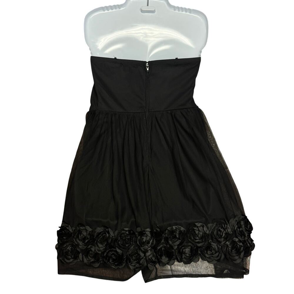 Trixxi Black Sweetheart Strapless Mini Dress Rosettes Hem Homecoming Party SZ L - Picture 7 of 15